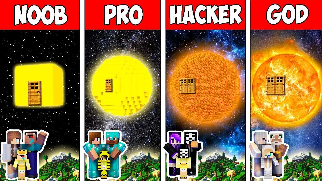 Minecraft NOOB vs PRO vs HACKER vs GOD : FAMILY BLOCK SUN HOUSE in Minecraft Animation