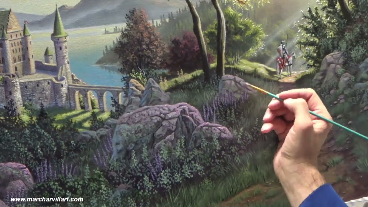 #100 Completing Medieval Castle Painting Adding Oils | Oil Painting Tutorial | Marc Harvill Art