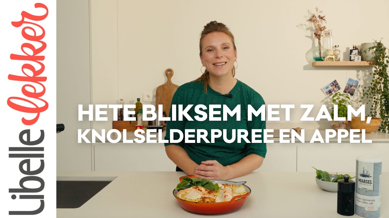 Hete bliksem met zalm, knolselderpuree en appel van Natalie