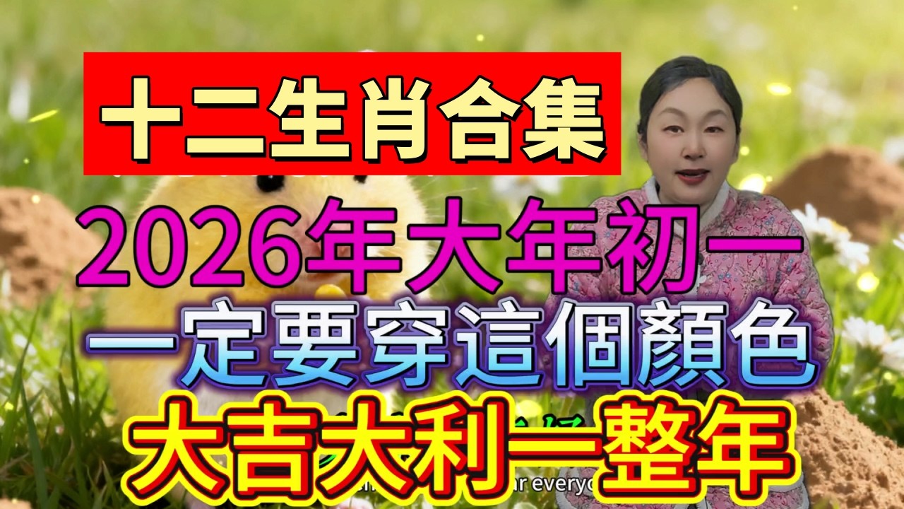 十二生肖合集！2026 年大年初一 一定要穿這個顏色，鴻運當頭擋不住，好運主動找上門，大吉大利一整年，開啟輝煌運勢，千萬別錯過這神奇色彩！#運勢 #補財庫旺財氣 #財富 #生肖 #命理
