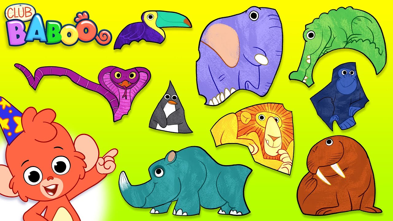 WILD ANIMALS Puzzle | Club Baboo Junior | 1 HOUR Fun Educational Video for Kids | Learn Animal Names