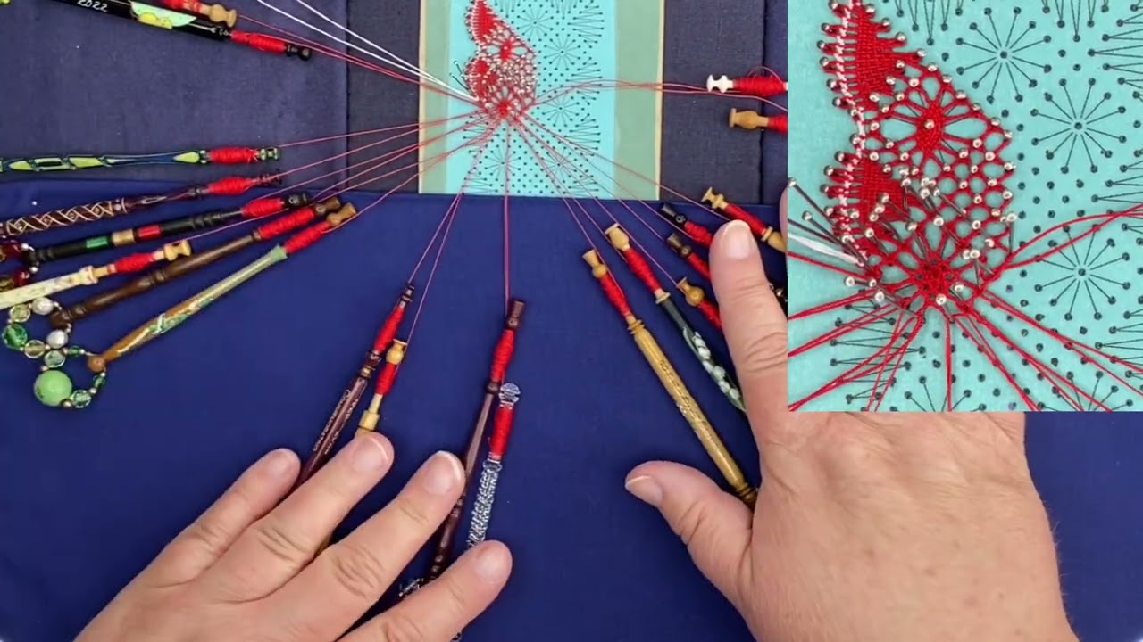 Lou Woo March Birthstone Bookmark Lace-Along: Bobbin Lacemaking Half Stitch & Halo Spider Tutorial
