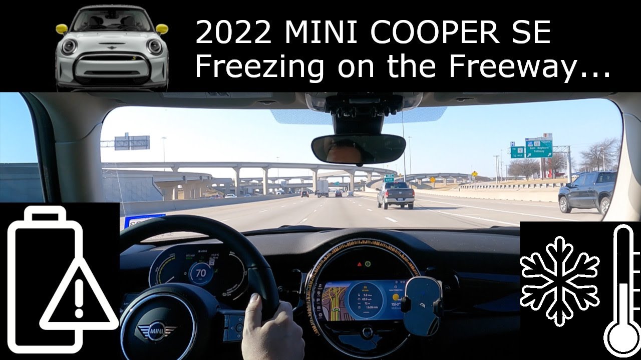 2022 Mini Cooper SE - Cold Weather Freeway Range Test - 70mph Highway Interstate Electric Car (EV)