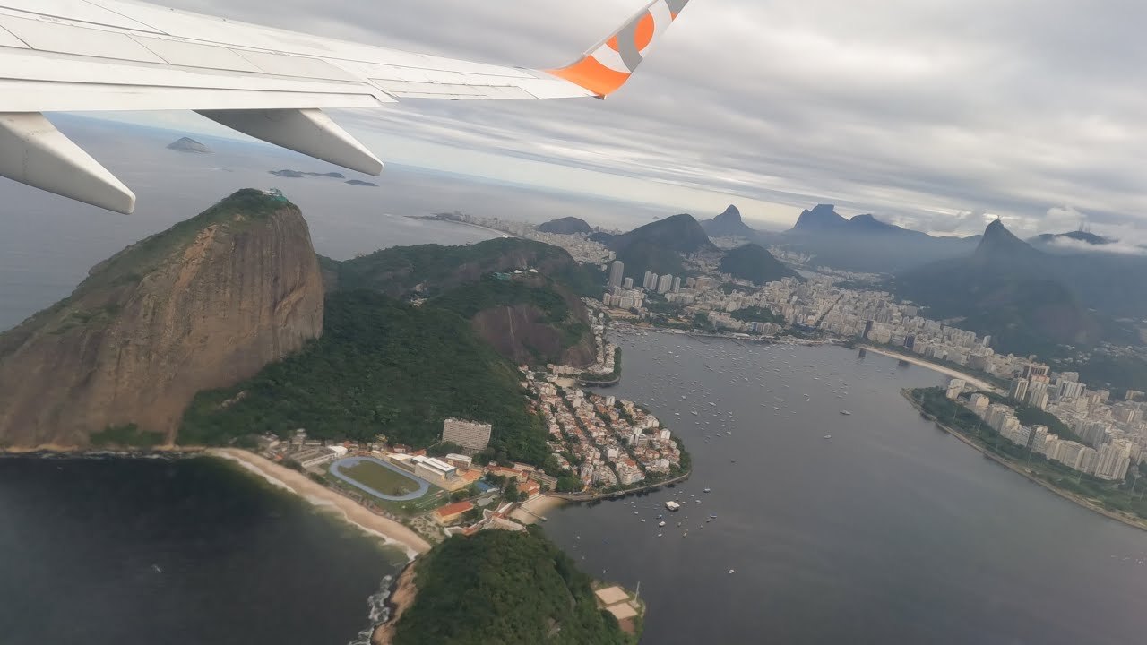 VEJA COMO É DECOLAR NO AEROPORTO SANTOS DUMONT COM VISTA PARA O PÃO DE AÇUCAR NO RIO DE JANEIRO B737