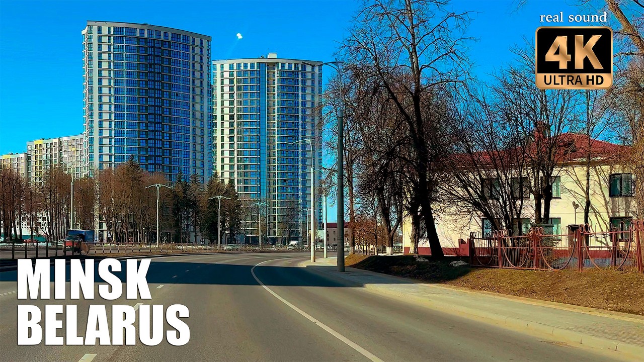 Минск 4K | Весна пришла в Минск. Проезд через центр города.