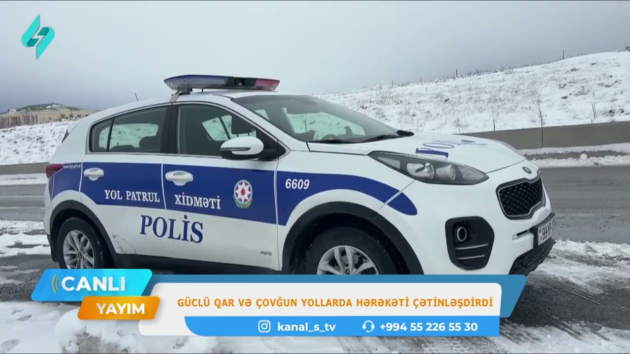 Güclü qar və çovğun yollarda hərəkəti çətinləşdirdi | Canlı Yayım