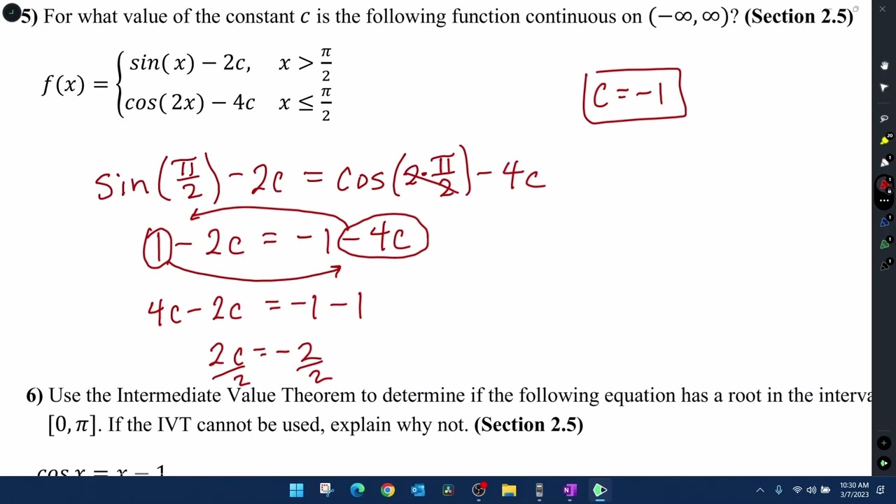 Calculus 1 - Midterm Exam Review - half edited