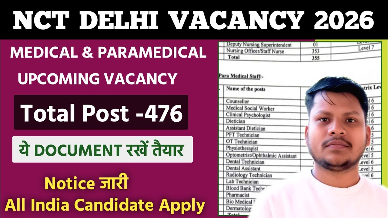 Nct Delhi Paramedical & Medical Vacancy 2026 | Dsssb New Upcoming Vacancy 2026 | Pradeep Kumar |