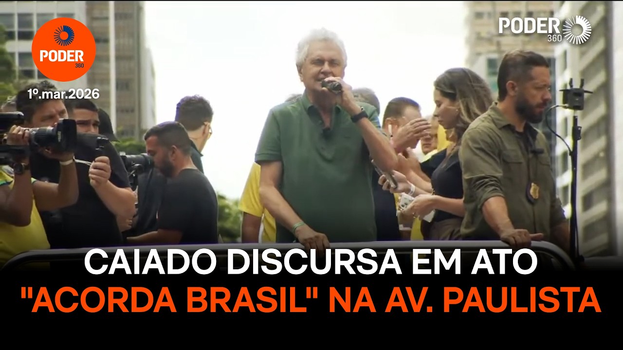 Caiado discursa em ato contra Lula, Moraes e Toffoli na av. Paulista