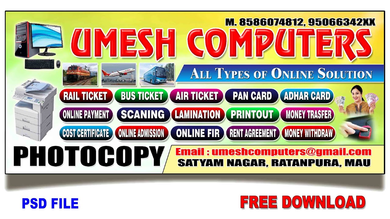 Online Service Center Shop Flex Board|Banner Design in adobe photoshop| How to Make CSC center Board