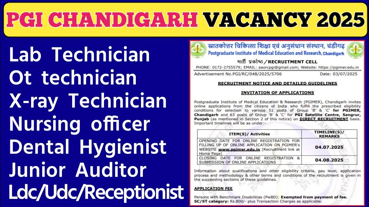 pgimer chandigarh vacancy 2025 | PGIMER VACANCY NOTIFICATION 2025 | Pgimr Vacancy 2025 | Pgimr |