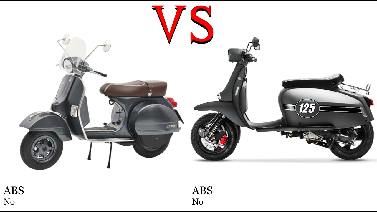 Piaggio Vespa PX 125 vs Scomadi TL 125 Test specification comparison