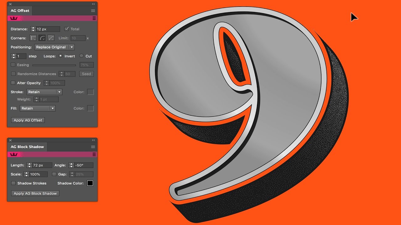 Astute Graphics Webinar 8 April 2020 - #36daysoftype challenge using long shadow and offset effects