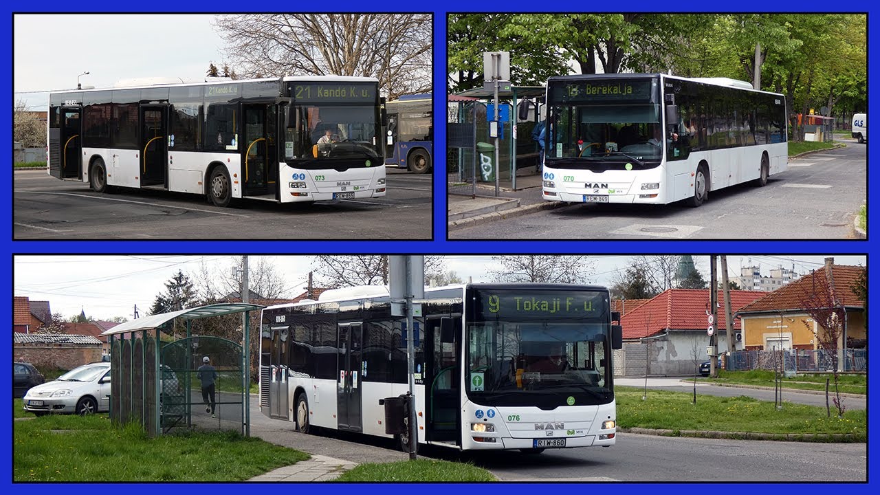 Veszprémi (ex. svájci) MAN Lion's City A21 buszok forgalomban Miskolcon az MVK-nál (REM, RIW)