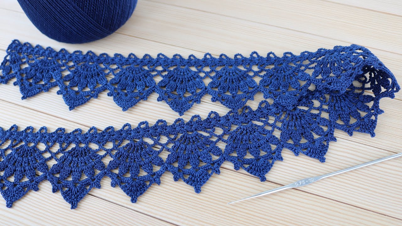 Красивое КРУЖЕВО крючком ВЯЗАНИЕ для начинающих КАЙМА схема узора Crochet Tape Lace Edge pattern