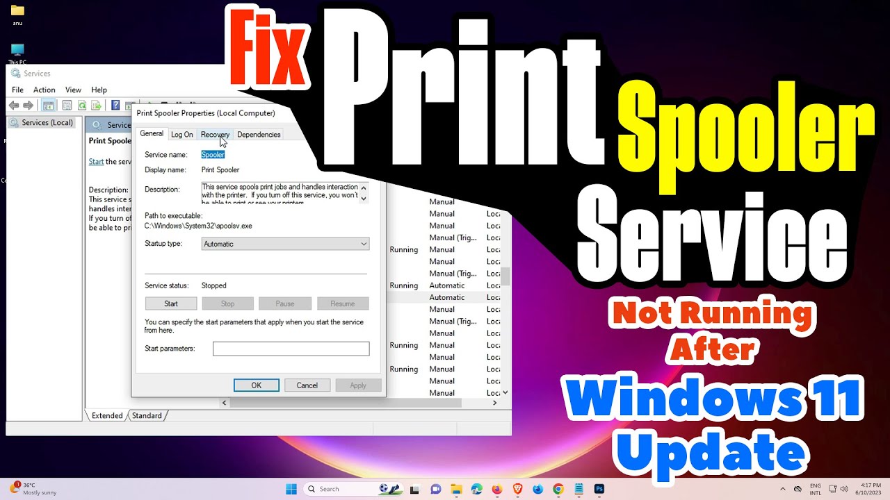How To Fix Print spooler Service Not Running After Windows 11 Update