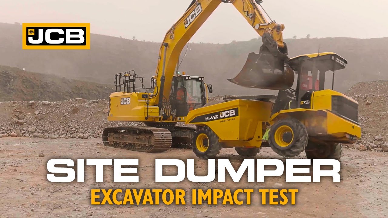 JCB Site Dumper SiTESAFE Cab Side Impact (SIPS) Testing with 20-Tonne Excavator