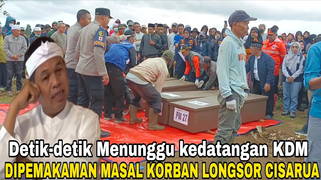Detik-detik menunggu kedatangan KDM diprosesi pemakaman masal korban longsor pasirlangu cisarua