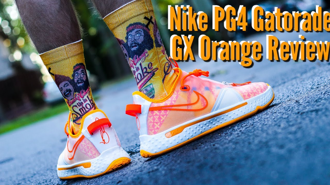 NIKE PG4 PG 4 GATORADE GX ORANGE REVIEW & ON FEET!!