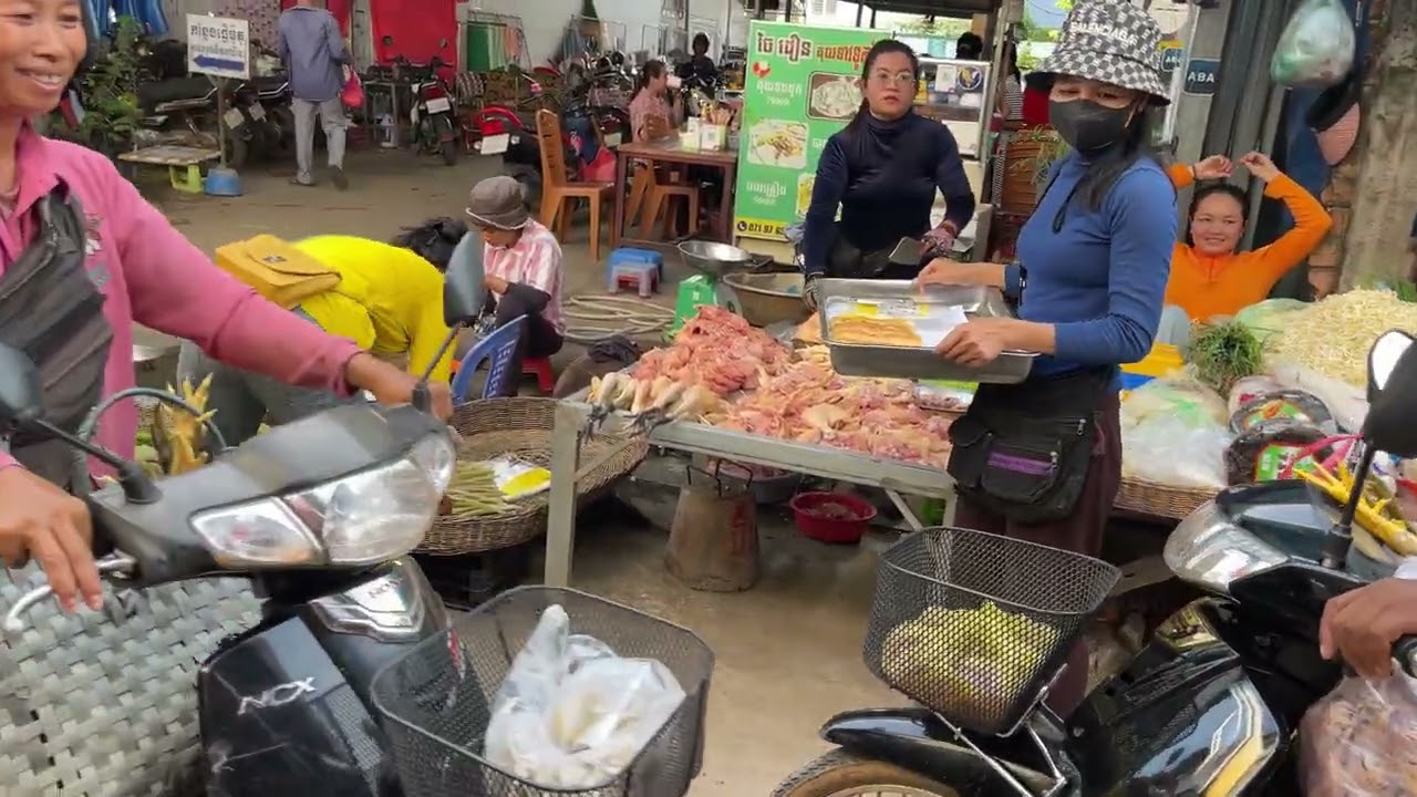 Cambodian Beautiful Market Food   Fresh fish,Fruits, Vegetables, Pork, Shrimp, & More