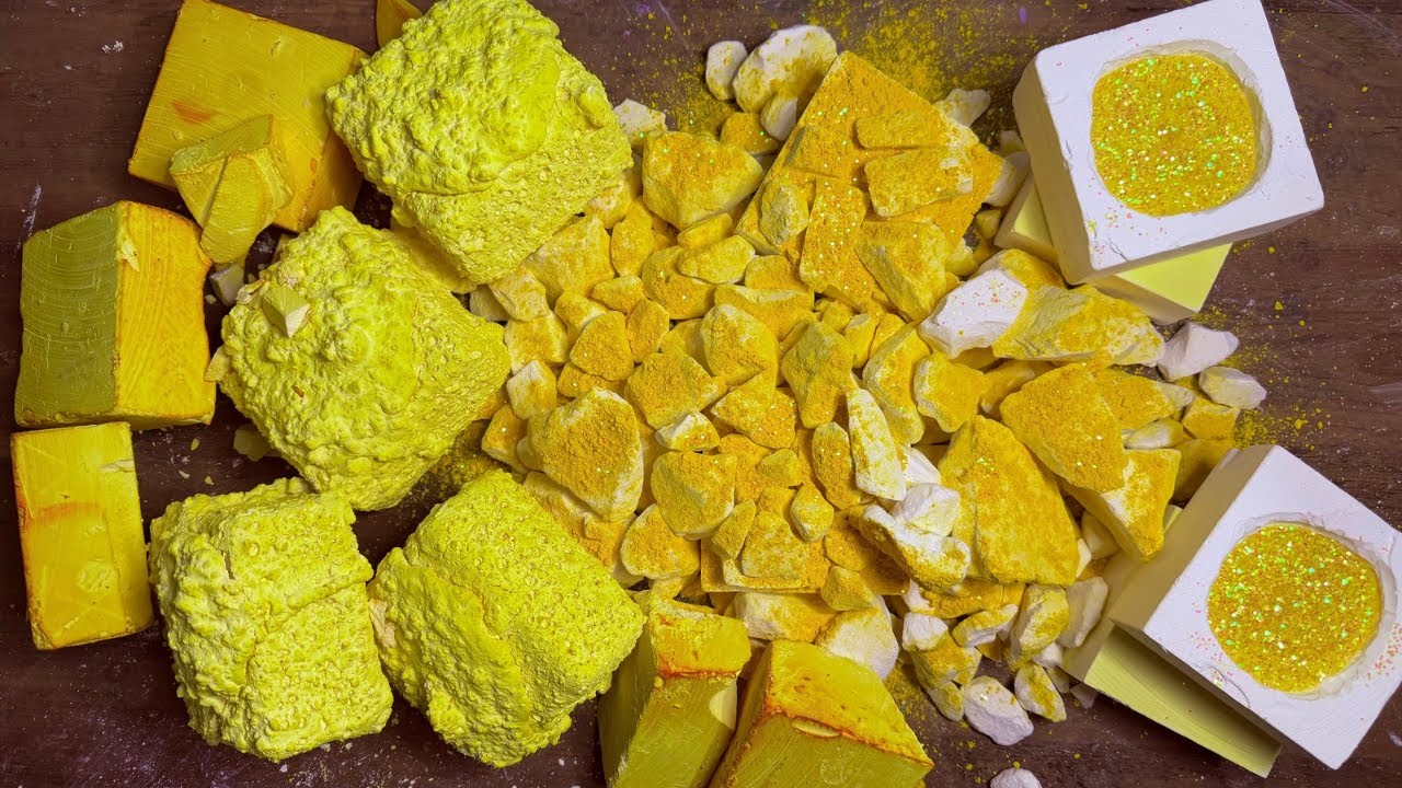 Butter Yellow Texture Haven 💛 | Dyed Gym Chalk ASMR | #odlysatisfying | Pasted Gym Chalk ASMR 