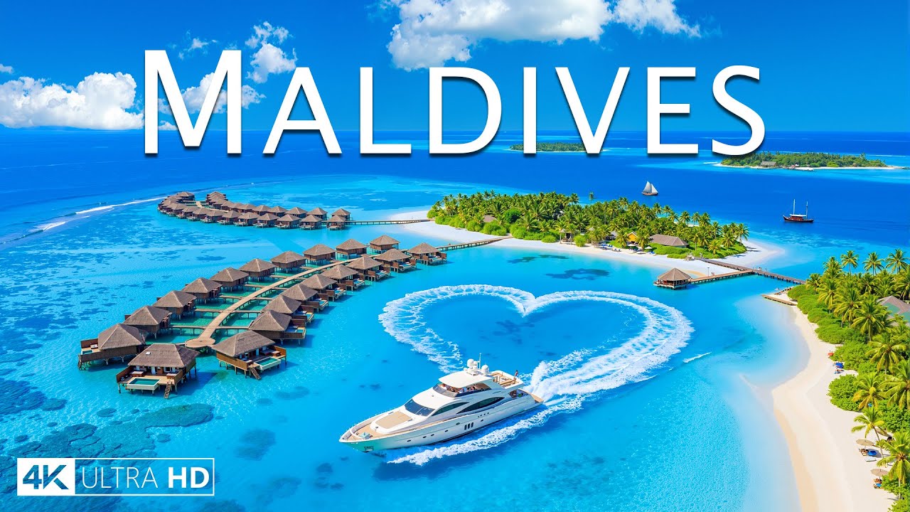 MALDIVES 4K DRONE FOOTAGE | Iconic Overwater Villas Above Endless Blue Seas