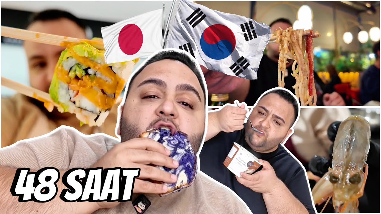 48 SAAT BOYUNCA JAPONYA, KORE VE ÇİN'DEN YEDİM! HANGİ ÜLKEYE GİDİYORUM? #vlog #mukbang