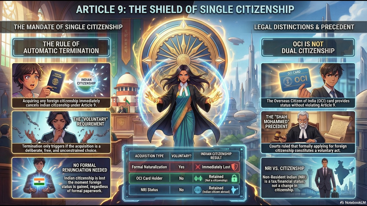 Article 9 of the Indian Constitution Explained: Single Citizenship & Voluntary Acquisition