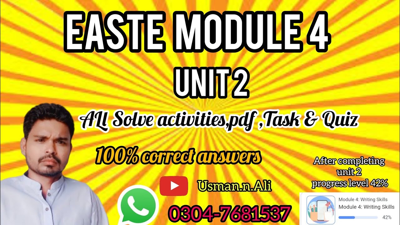 EaSTE Module 4 unit 2 All Activities,Task,pdf & Quiz Solve 100% correct @Usman.n.