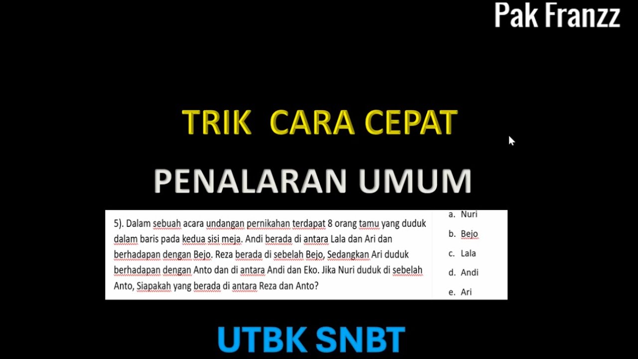 CARA CEPAT SOAL PENALARAN UMUM UTBK SNBT 2026