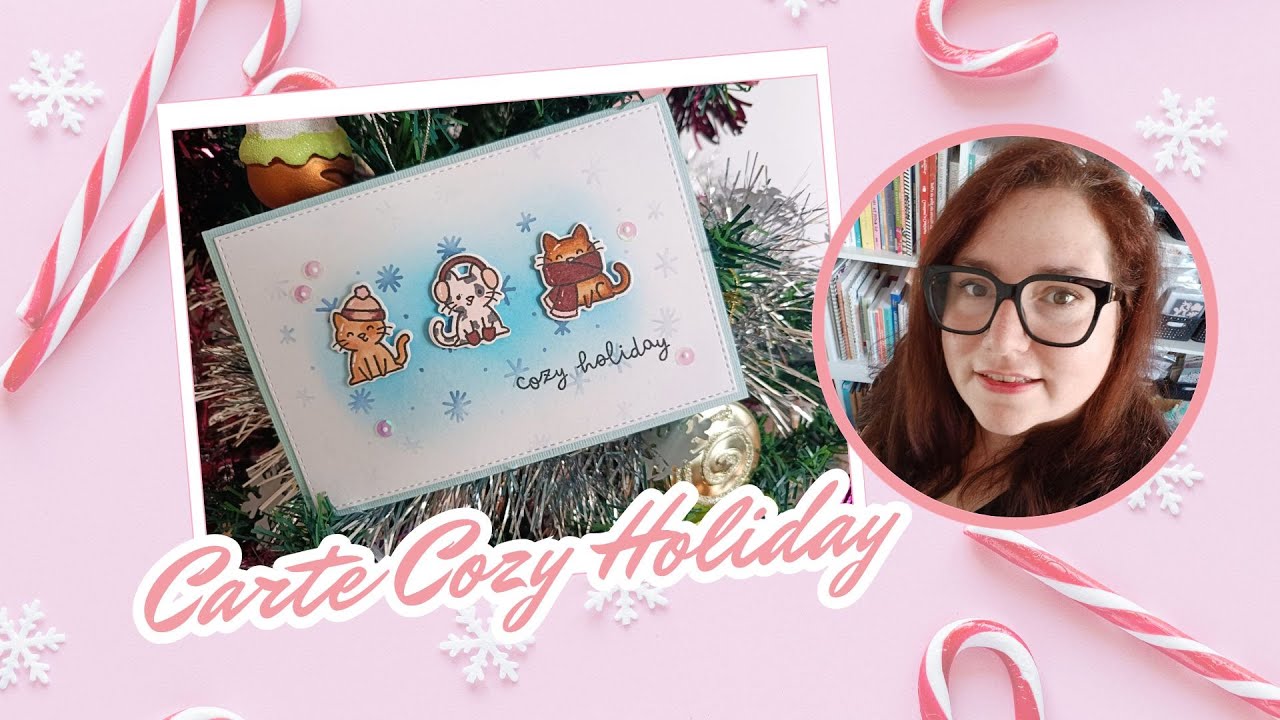 Carte Cozy Holiday (Ensemble Dies + Stamp Cozy Cats de Lawn Fawn)