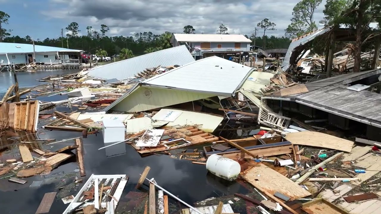 Historic Hurricane Helene Drone Footage of the devastating Storm Surge | Keaton Beach Florida