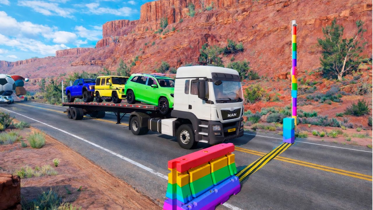 INSANE Flatbed Test! 😱 Cars vs Trucks vs Fire