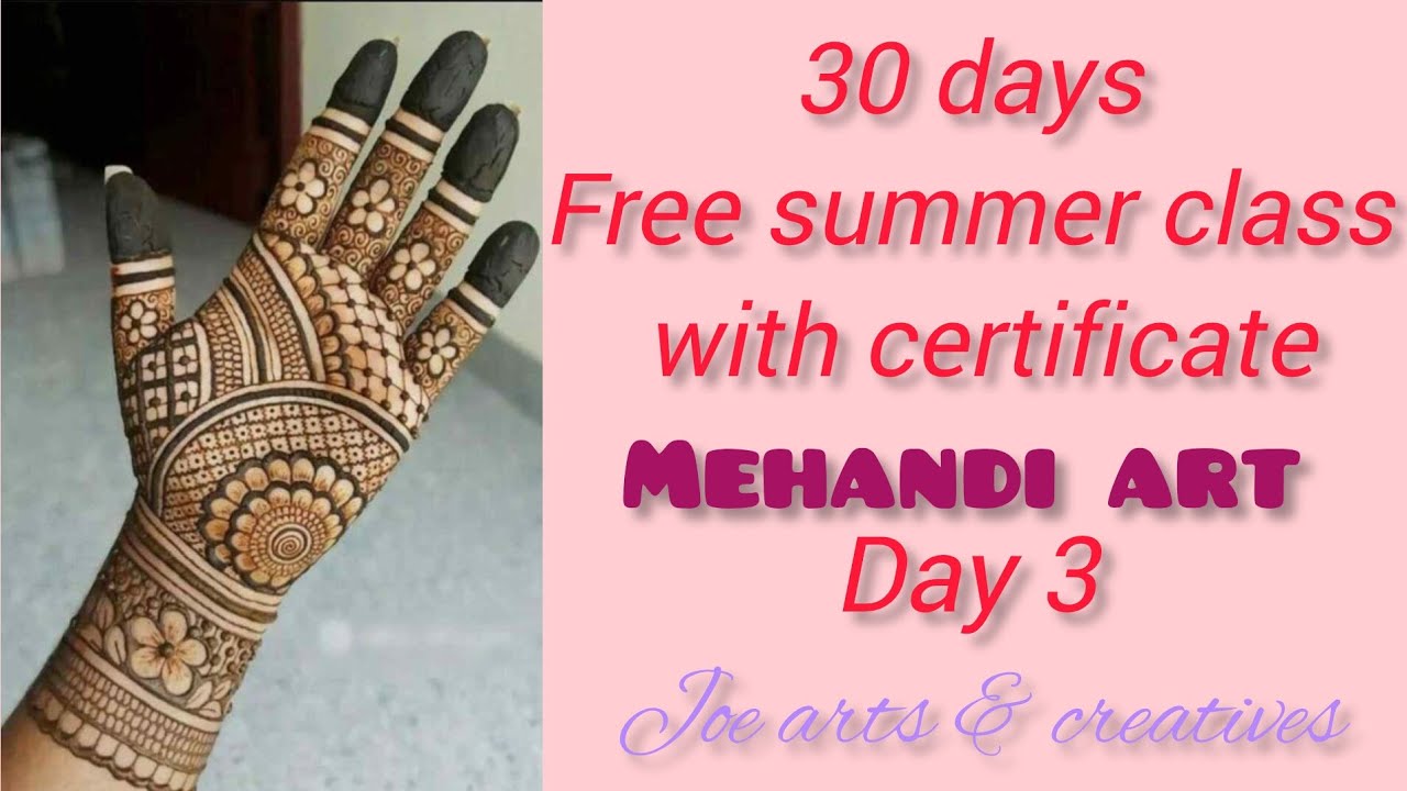 Free summer 30 days mehandi class in Tamil with certificate day 3# beginners @Joe arts &  creatives