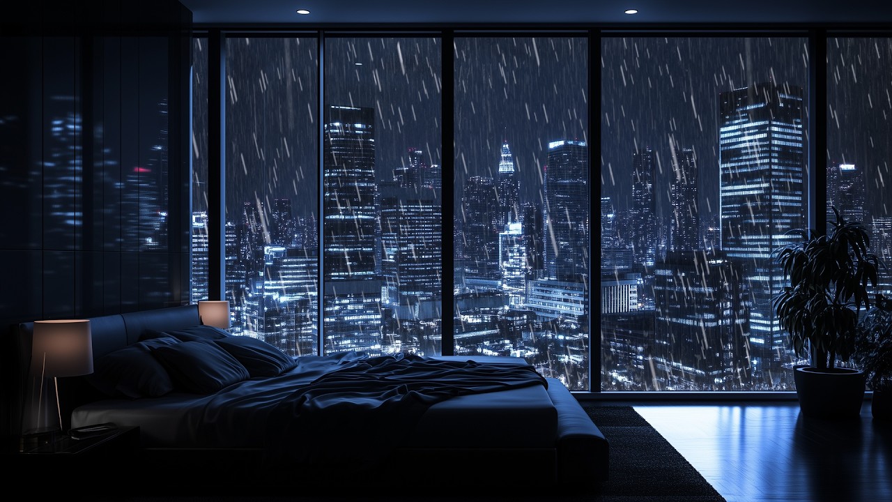 No Ads | The Sound of Rain for Sleep - Sleeping in Million Dollar Apartment in NY - Rain Sleep ASMR