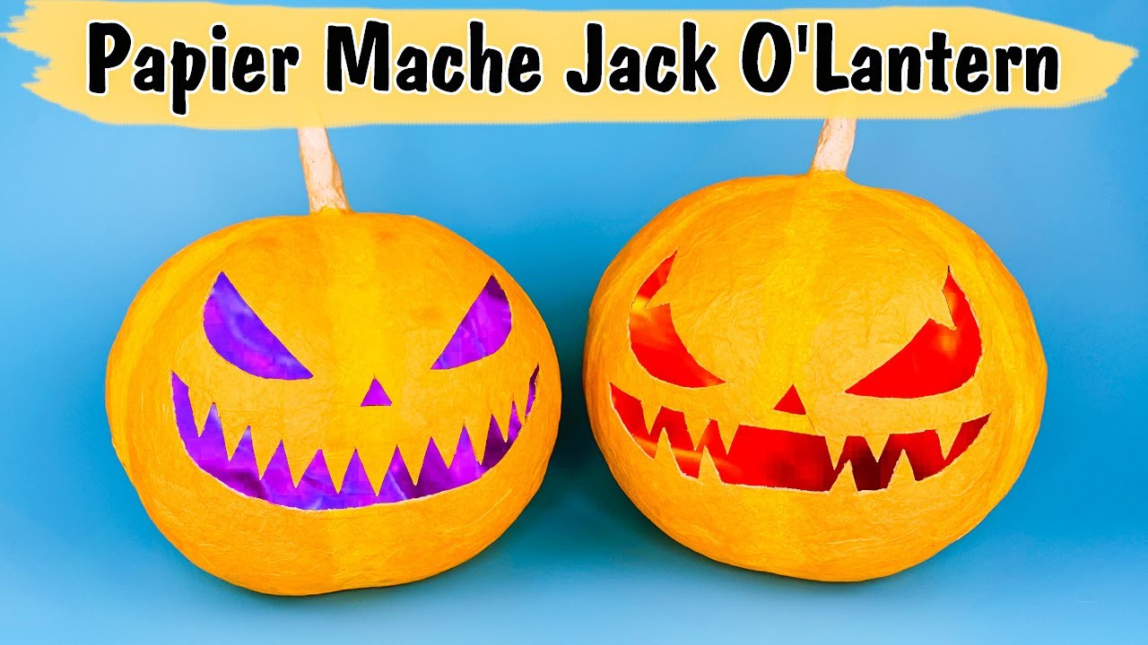 How to make a pumpkin out of a balloon and paper | Paper Mache Halloween Jack O'Lantern