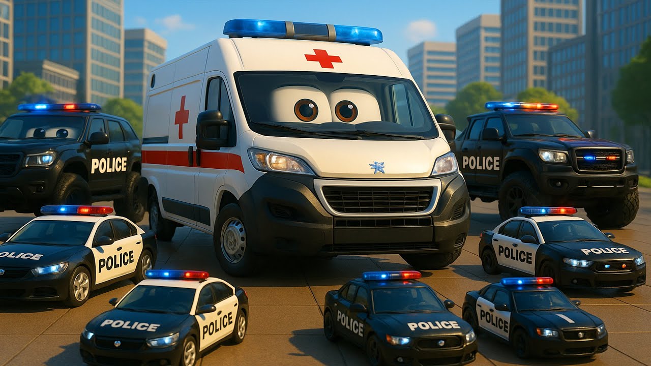 Emergency Team United! 🚑🚓 Police & Ambulance Work Together in the City! 🌆✨ | Fun Cartoon Vehicles