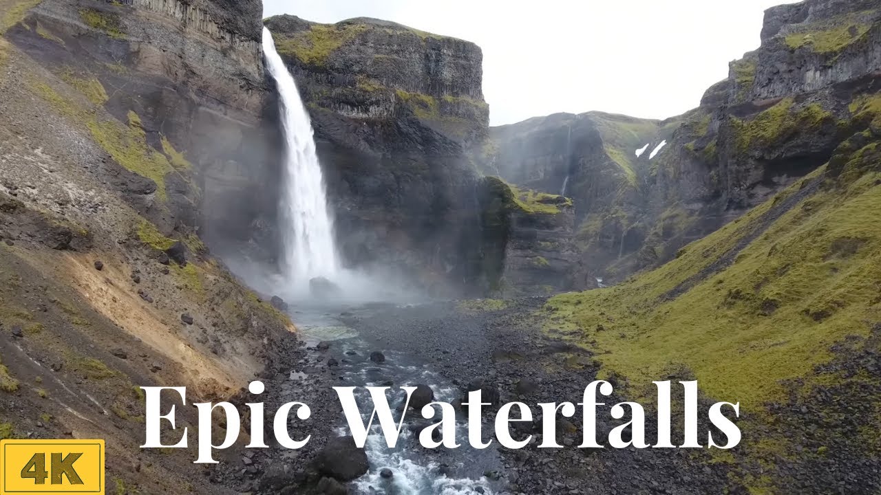 Waterfalls 4K Drone Nature Videos | Relaxing Scenery | Calming Music | Aerial Nature Footage