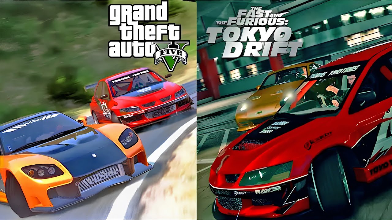 GTA 5 - Drift Training Lancer Evo vs RX7 vs Nissan Z350
