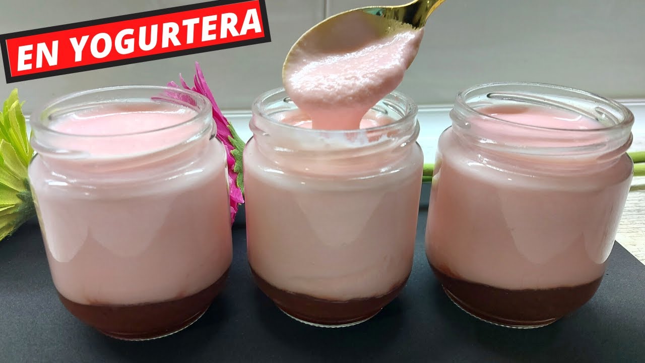 YOGUR CON BATIDO DE FRESA Y MERMELADA en yogurtera