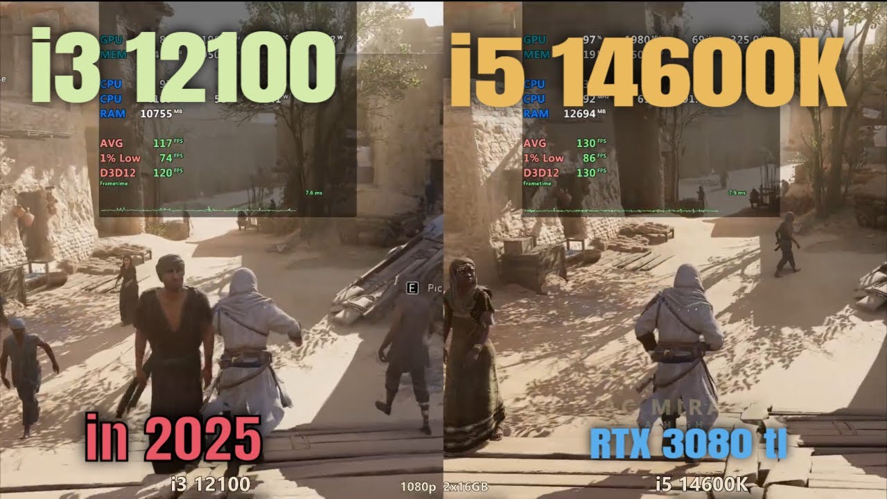 i3 12100 vs i5 14600k - RTX 3080 Ti