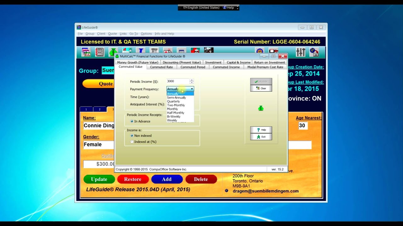 LifeGuide Multi-Calc-Commuted Value