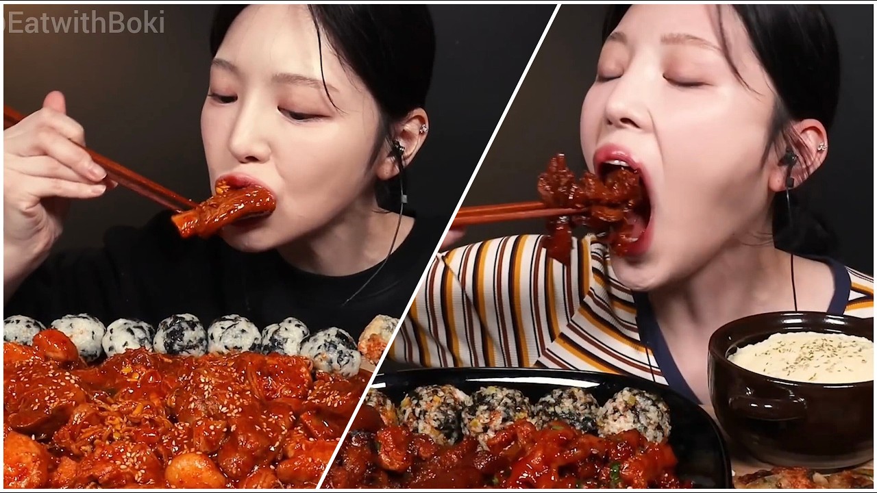 Mukbang spicy jokbal & buldak chicken feet big bites asmr compilation voll 71