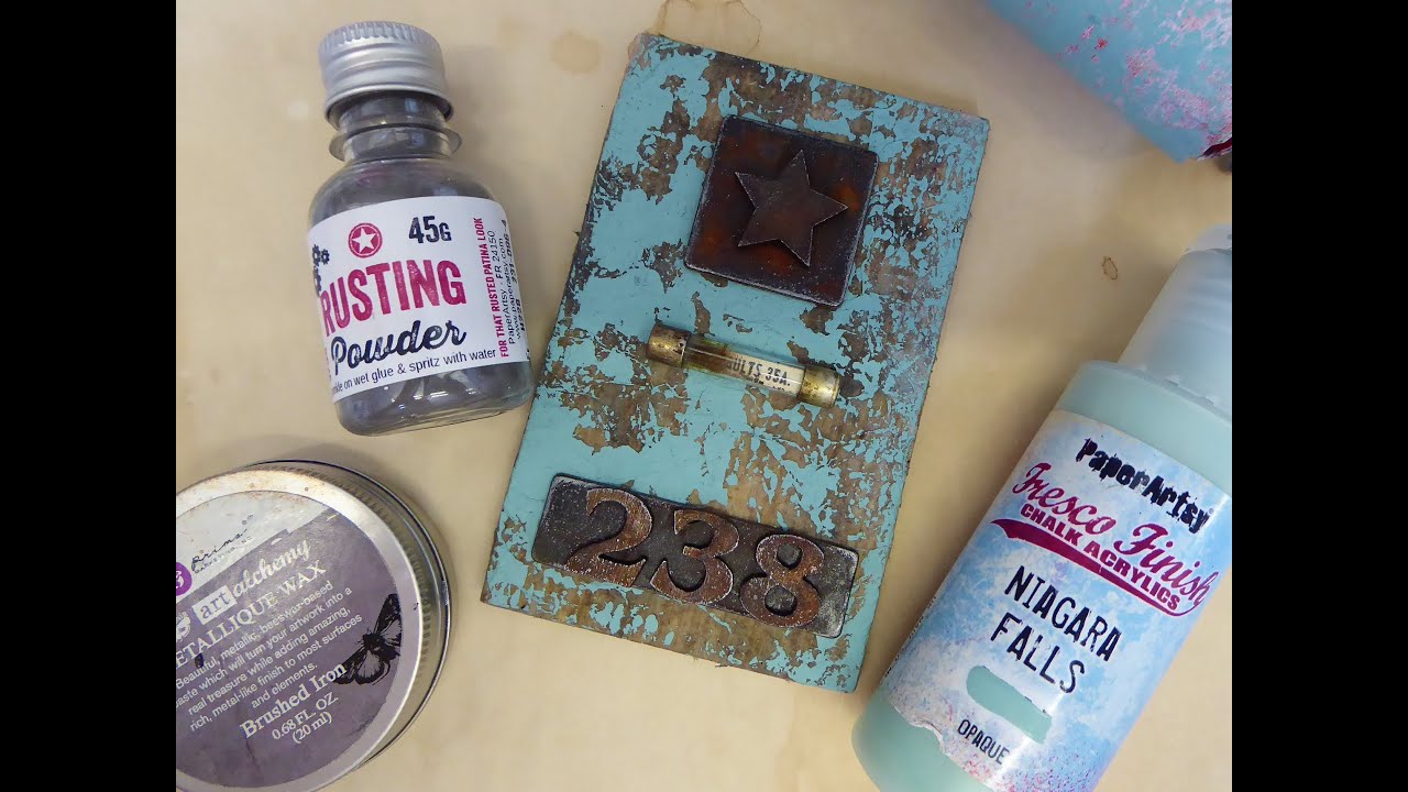 Easy rusted objects for vintage makes using PaperArtsy Rusting Powder