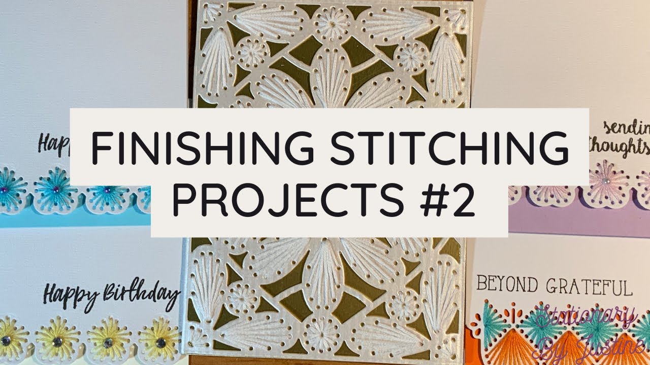 Finishing 5 Stitching Cards! Spellbinders Stamp of the Month | June 2022 | Paisley Bouquet