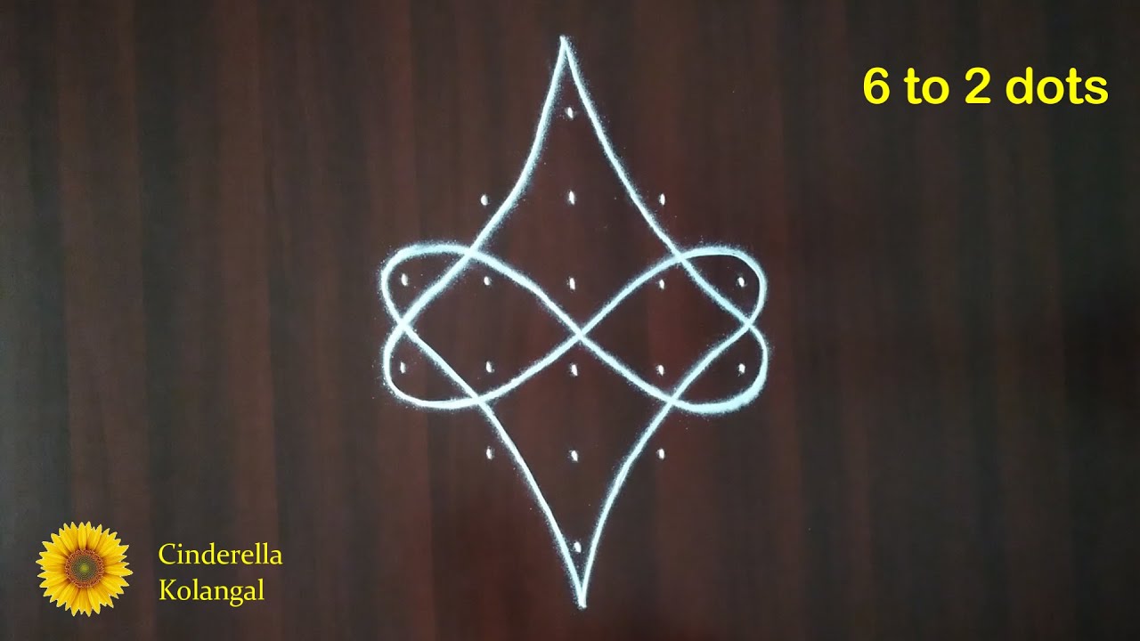 Sikku Kolam 6 to 2 dots #20