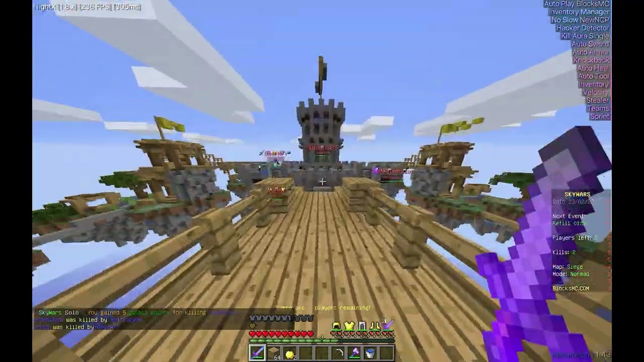 Chilling on Blocksmc with NightX client