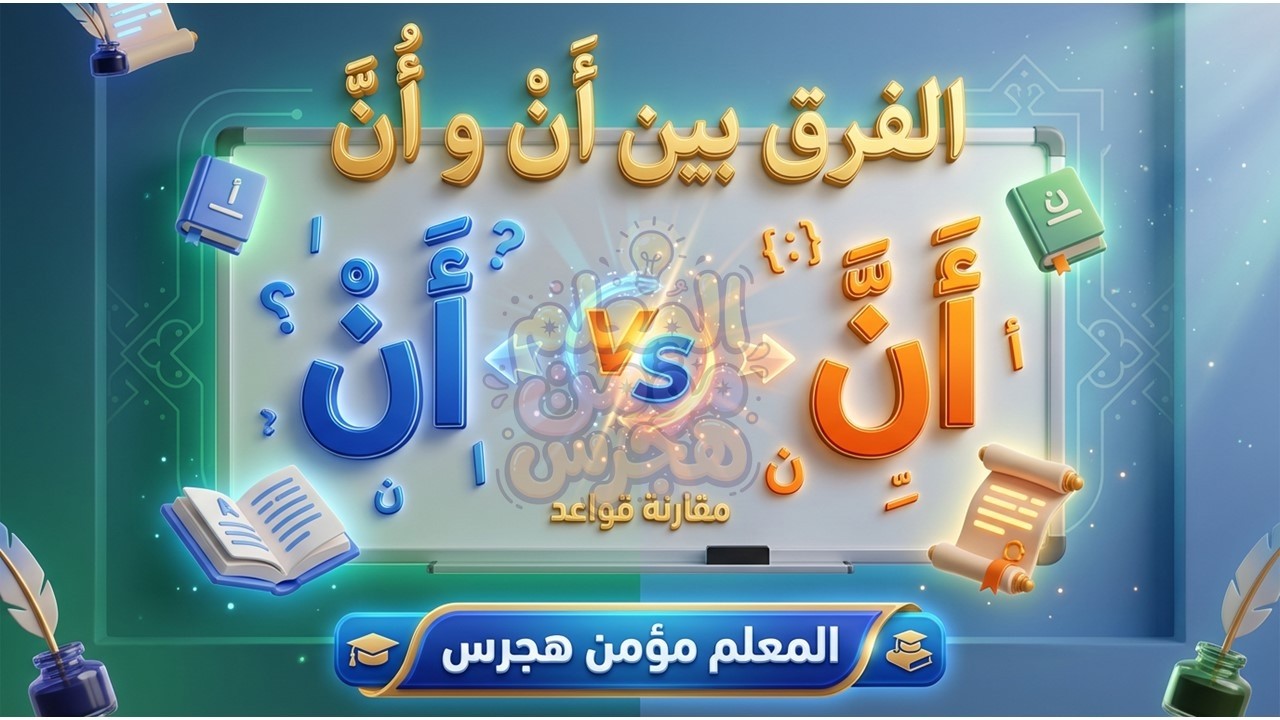 الفرق بين (أنْ) و (أنَّ) 🛑 (أنْ) أم (أنَّ)؟ توقف عن الخلط بينهما الآن! ⚠️