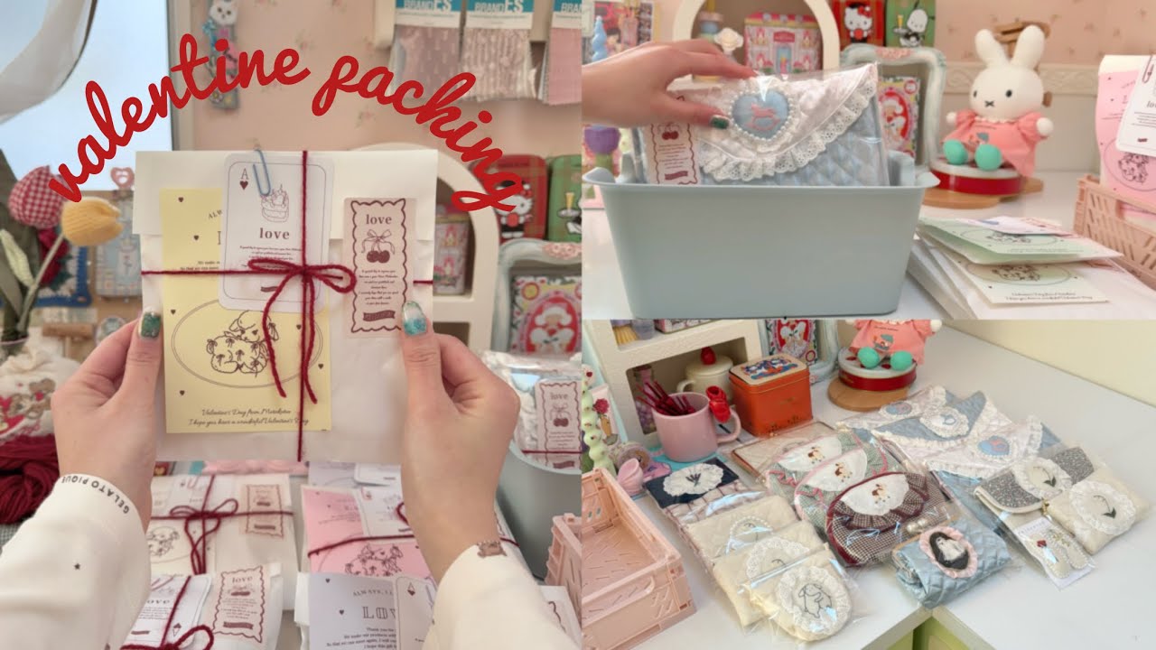 packing vlog｜発送分の梱包💘｜バレンタインのラッピング｜ハンドメイドDIY｜刺繍｜ASMR