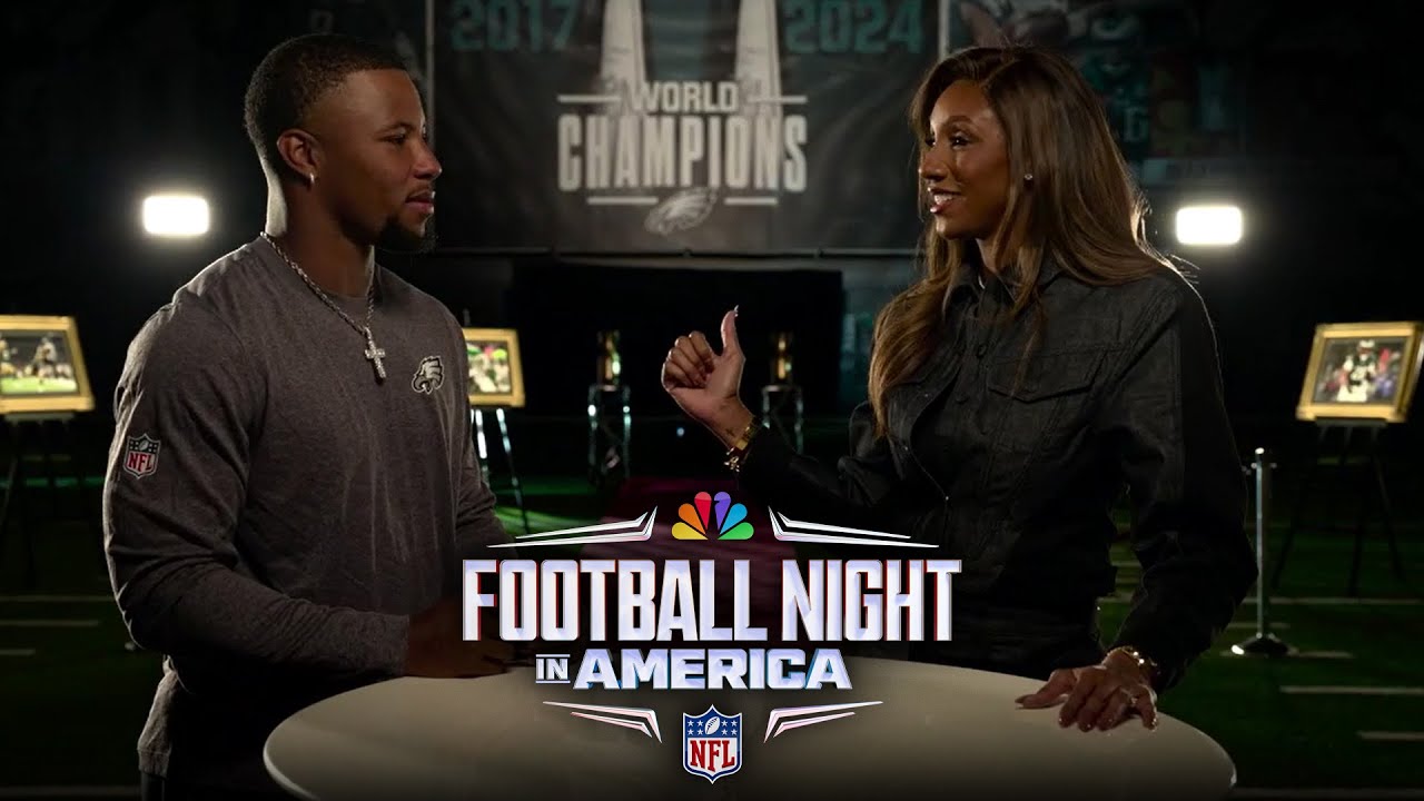 Saquon Barkley examines the masterpieces from last season | FNIA | NFL on NBC (FULL INTERVIEW)